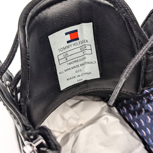 Tommy Hilfiger Men Oregon Black Faux Leather Combat Ankle Boots size 8 - Picture 7 of 10